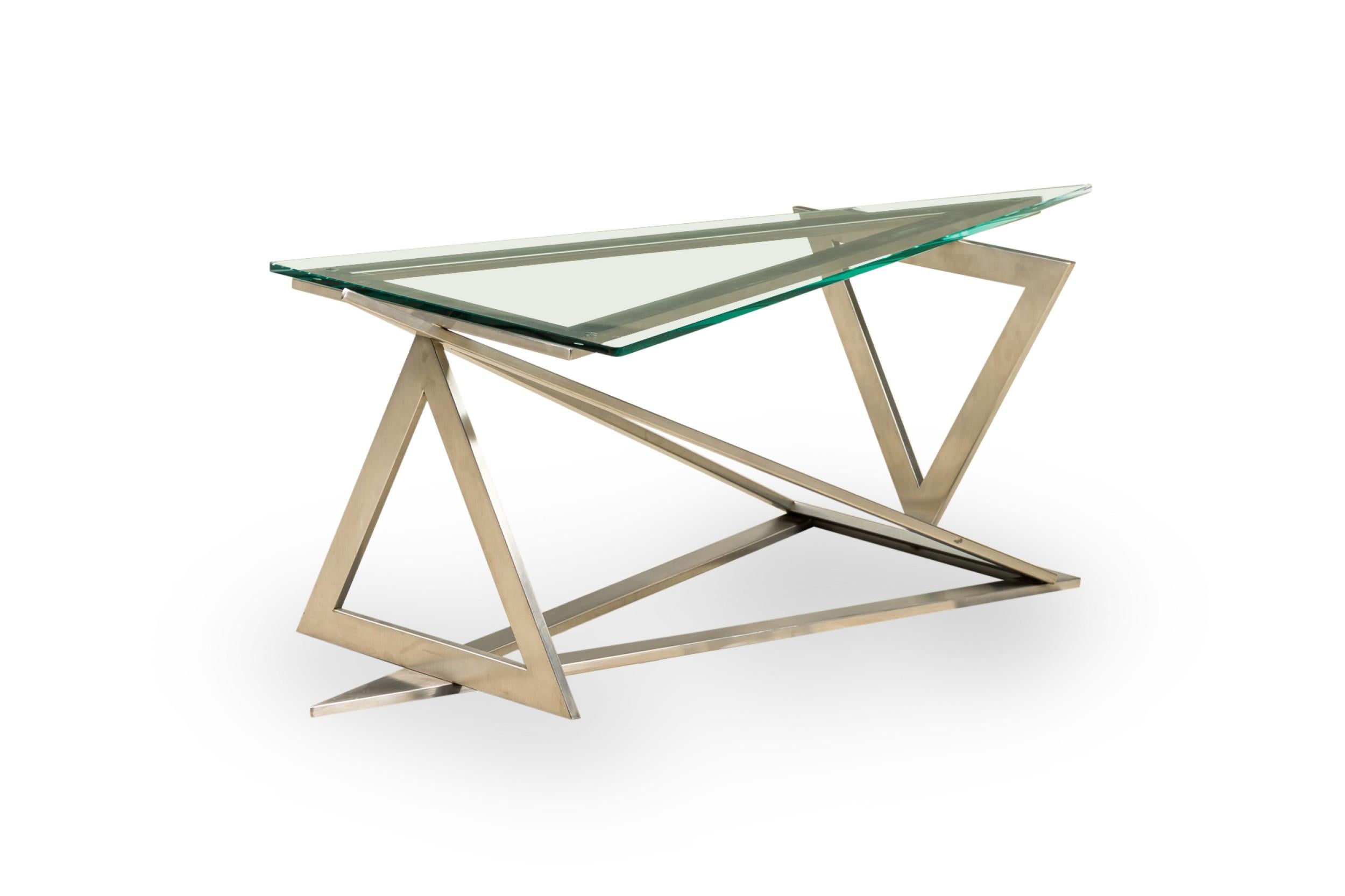 Table moderne italienne en acier inoxydable et verre attribuée à Giovanni Offredi Bon état - En vente à Queens, NY