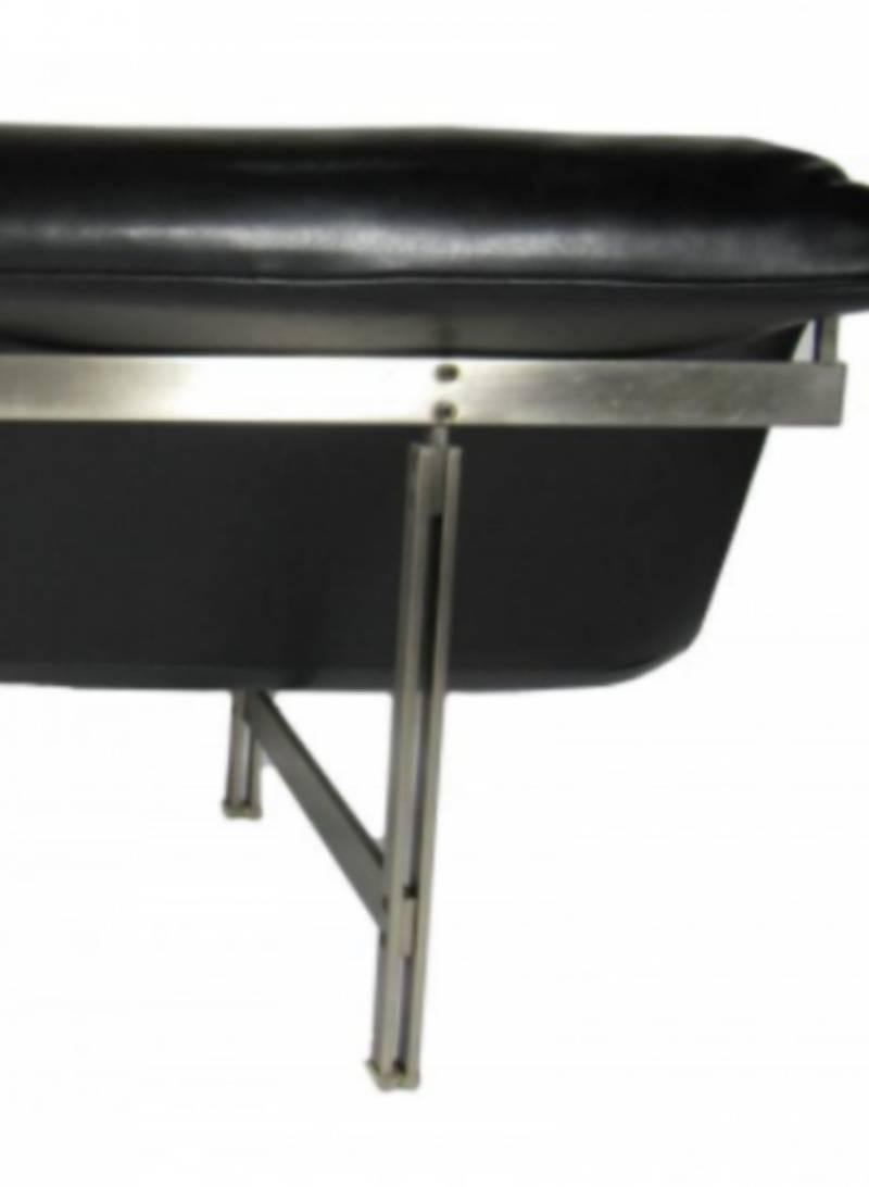 Late 20th Century Italian Modern Stainless Steel and Leather Two-Seat 