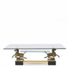 Italian Modern Stallion Motif Glass Top Low Table, Paolo Buffa, 1950s