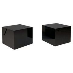 Vintage Italian Modern Stand or Coffee Tables in Black Lacquered Wood, 1990s