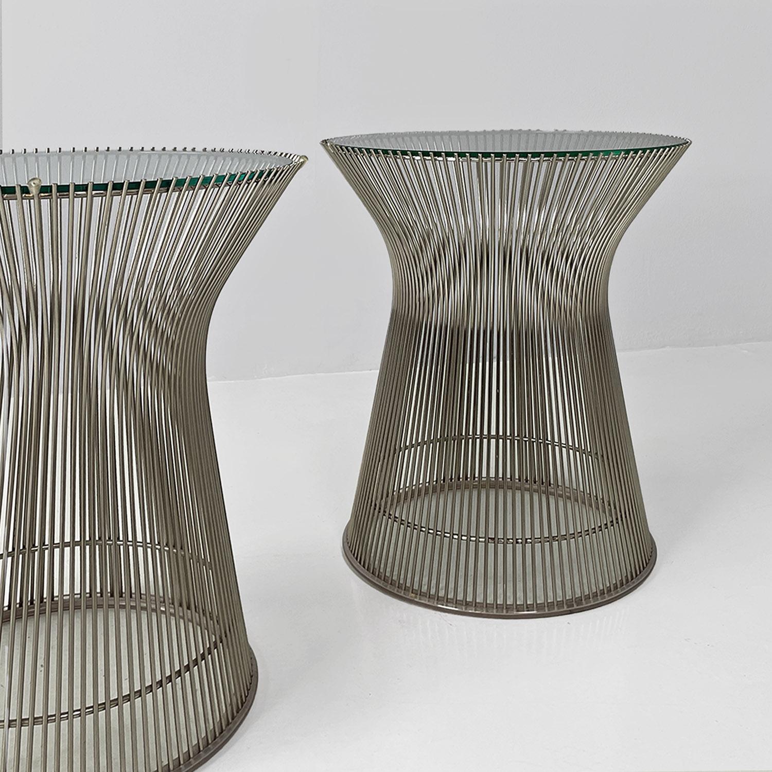 American modern steel and crystal side tables by Warren Platner for Knoll, 1966 In Good Condition In MIlano, IT