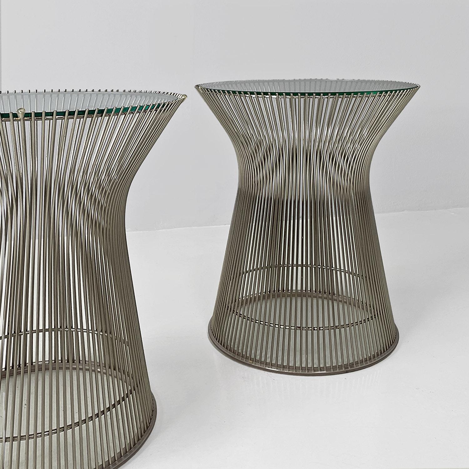 Mesas auxiliares modernas americanas de acero y cristal de Warren Platner para Knoll, 1966 Estadounidense en venta