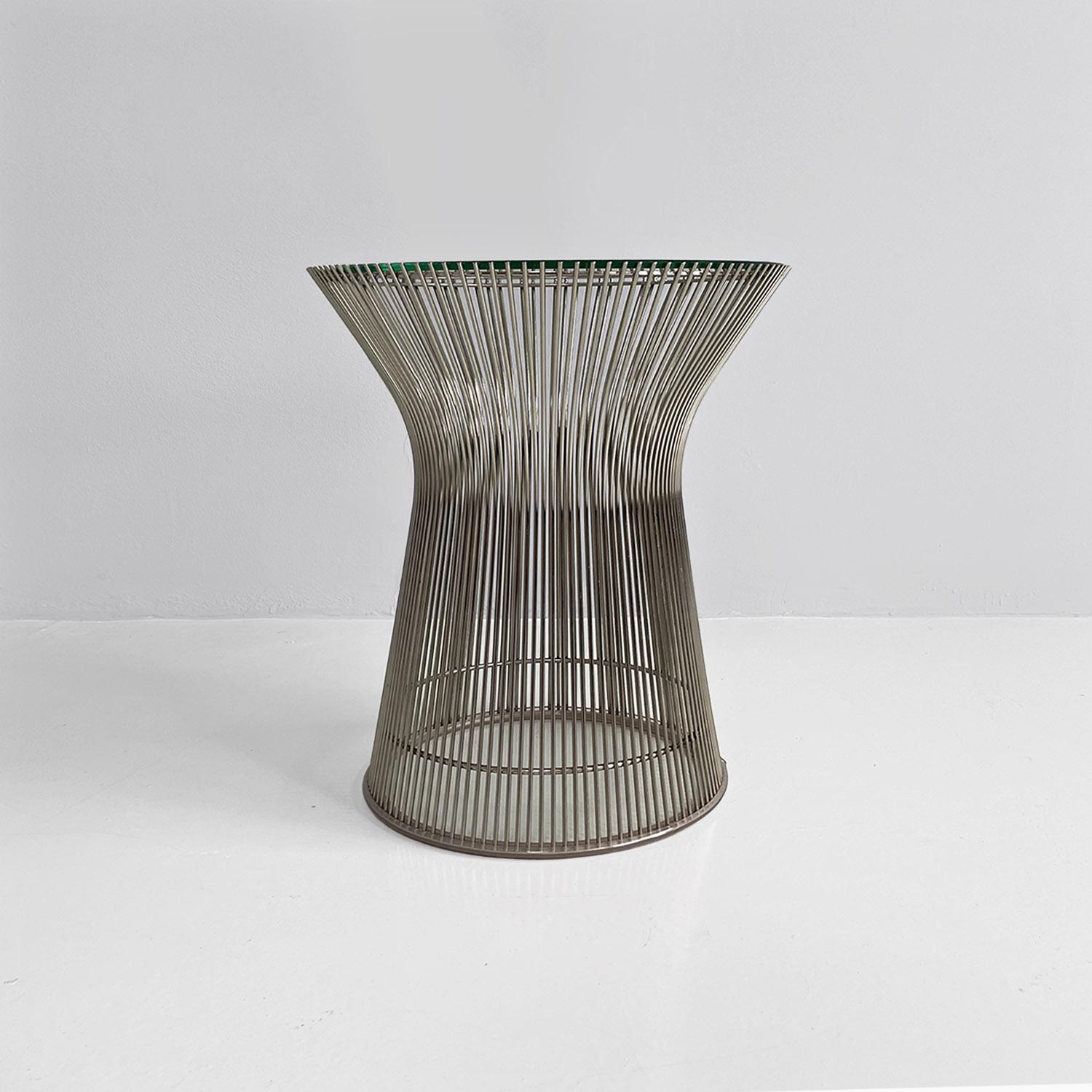 Mid-20th Century American modern steel and crystal side tables by Warren Platner for Knoll, 1966 For Sale