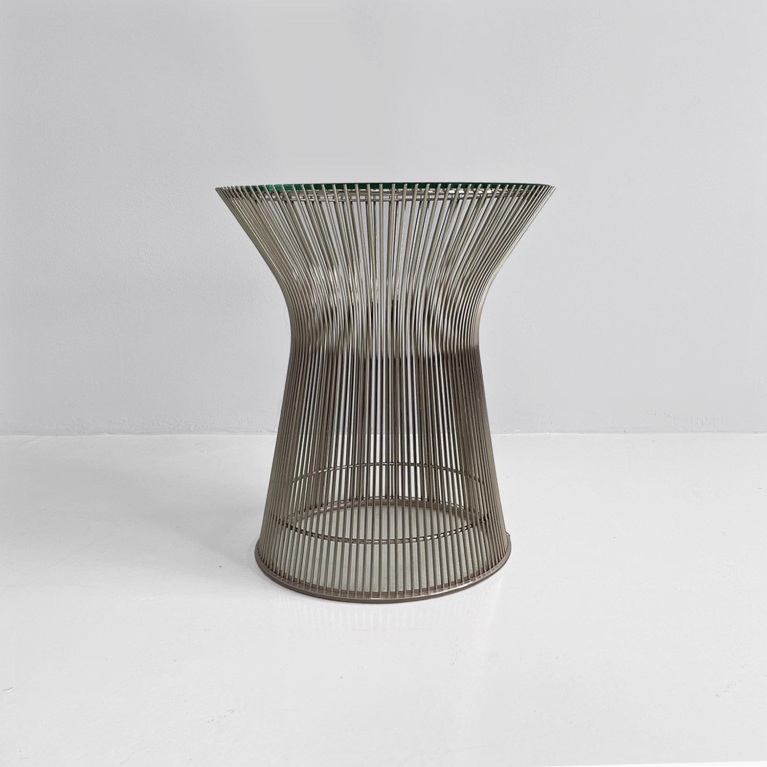 Mesas auxiliares modernas americanas de acero y cristal de Warren Platner para Knoll, 1966 en Bueno estado para la venta en MIlano, IT