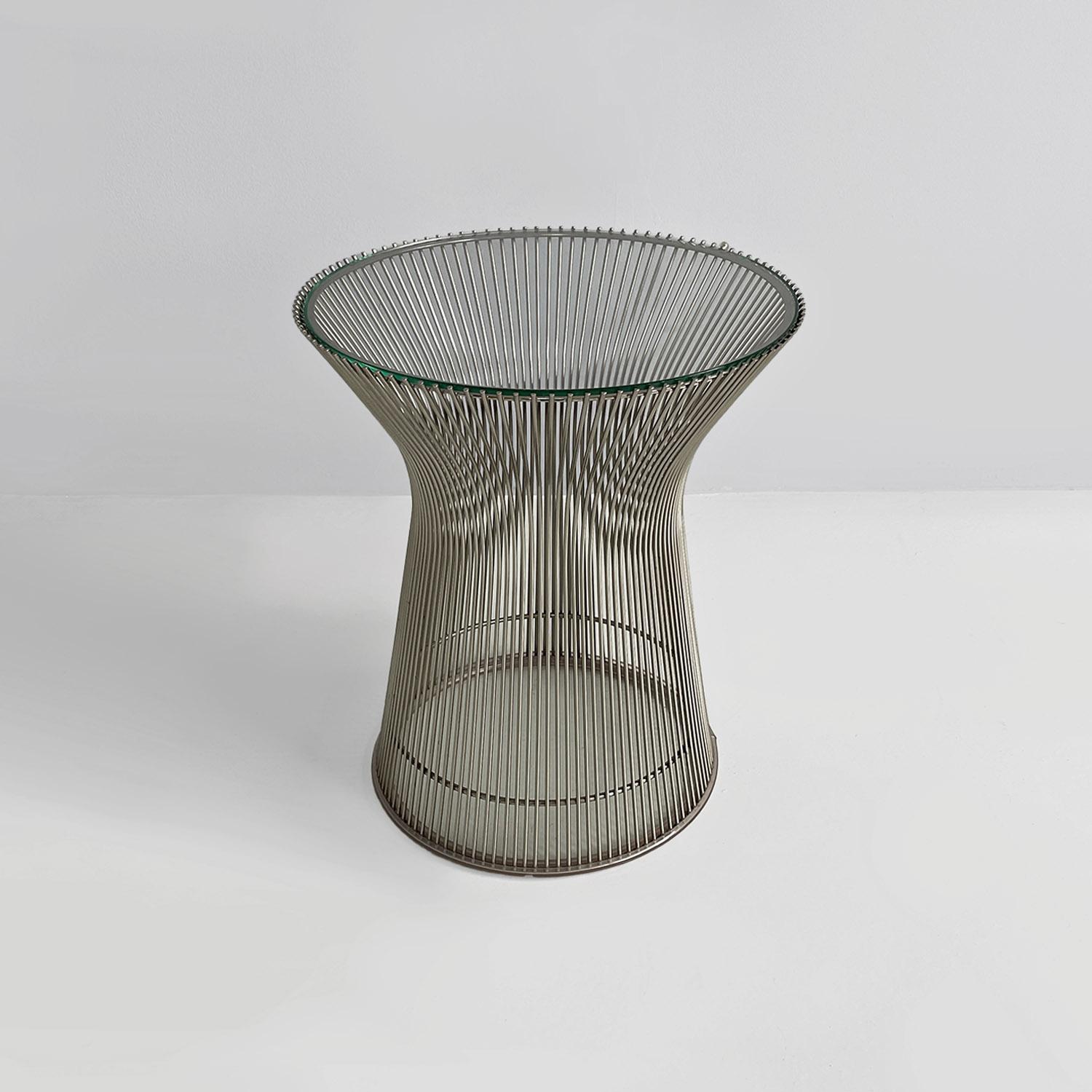Mesas auxiliares modernas americanas de acero y cristal de Warren Platner para Knoll, 1966 mediados del siglo XX en venta