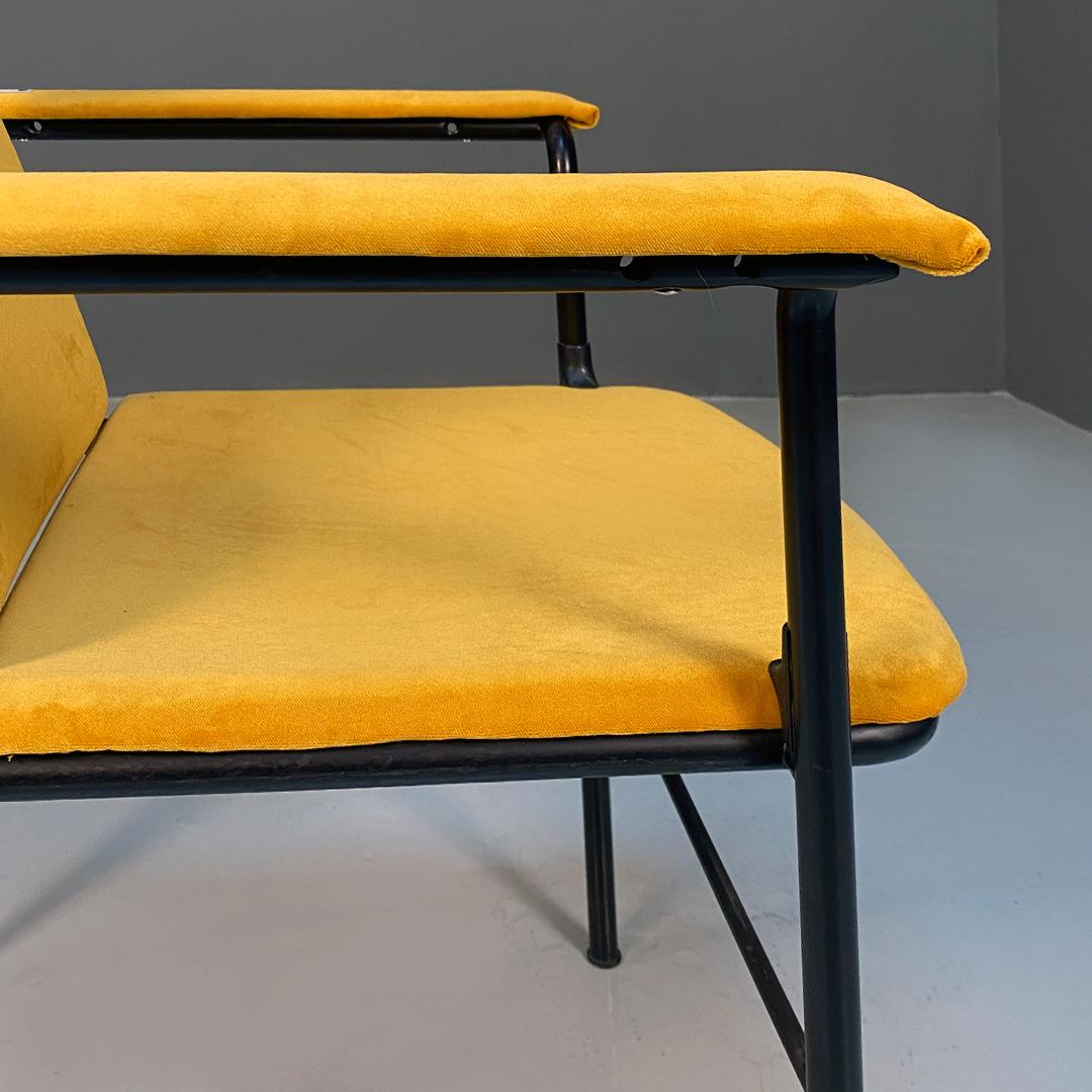 Italian modern steel and fabric Movie chair Mario Marenco, Poltrona Frau, 1970s For Sale 1