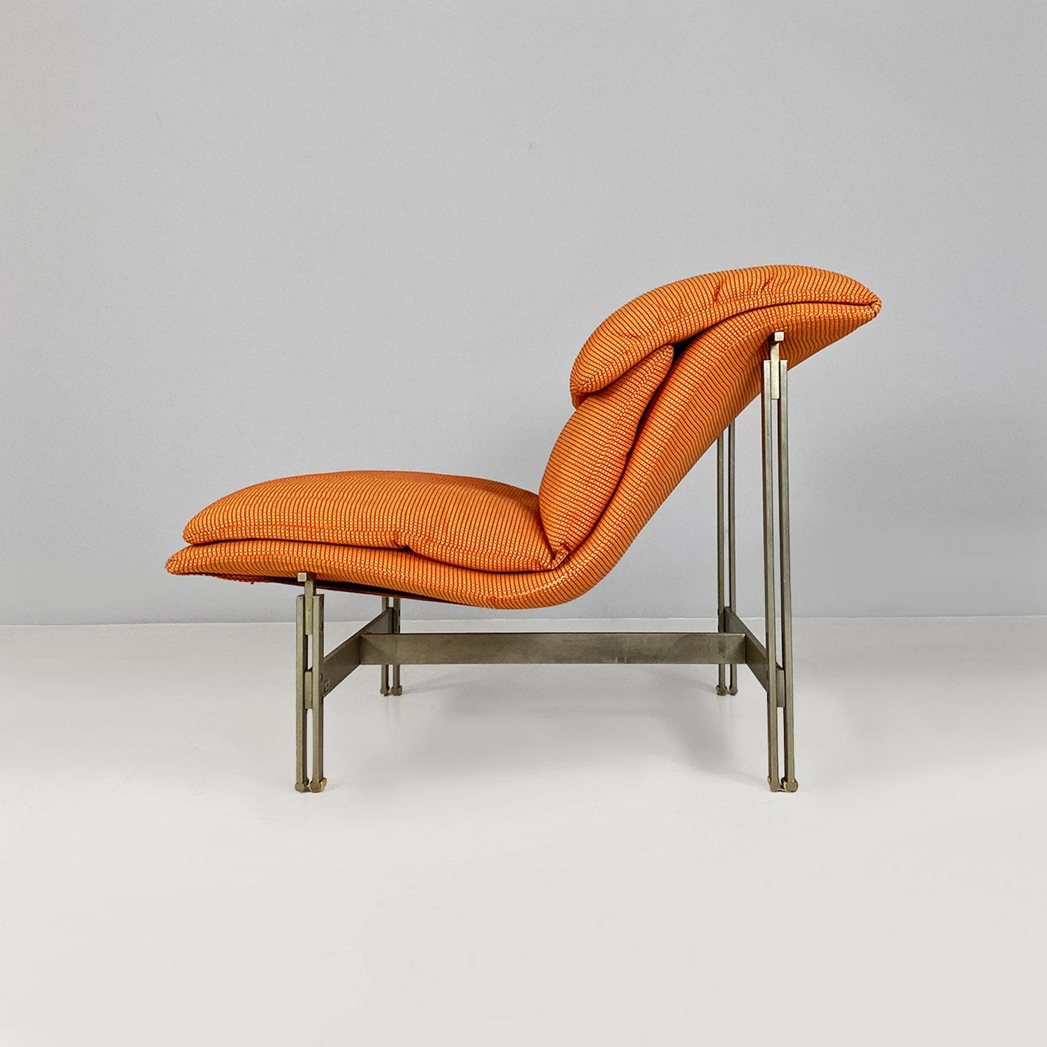 Late 20th Century Italian modern steel and fabric Wave armchair by Giovanni Offredi, Saporiti 1974 For Sale