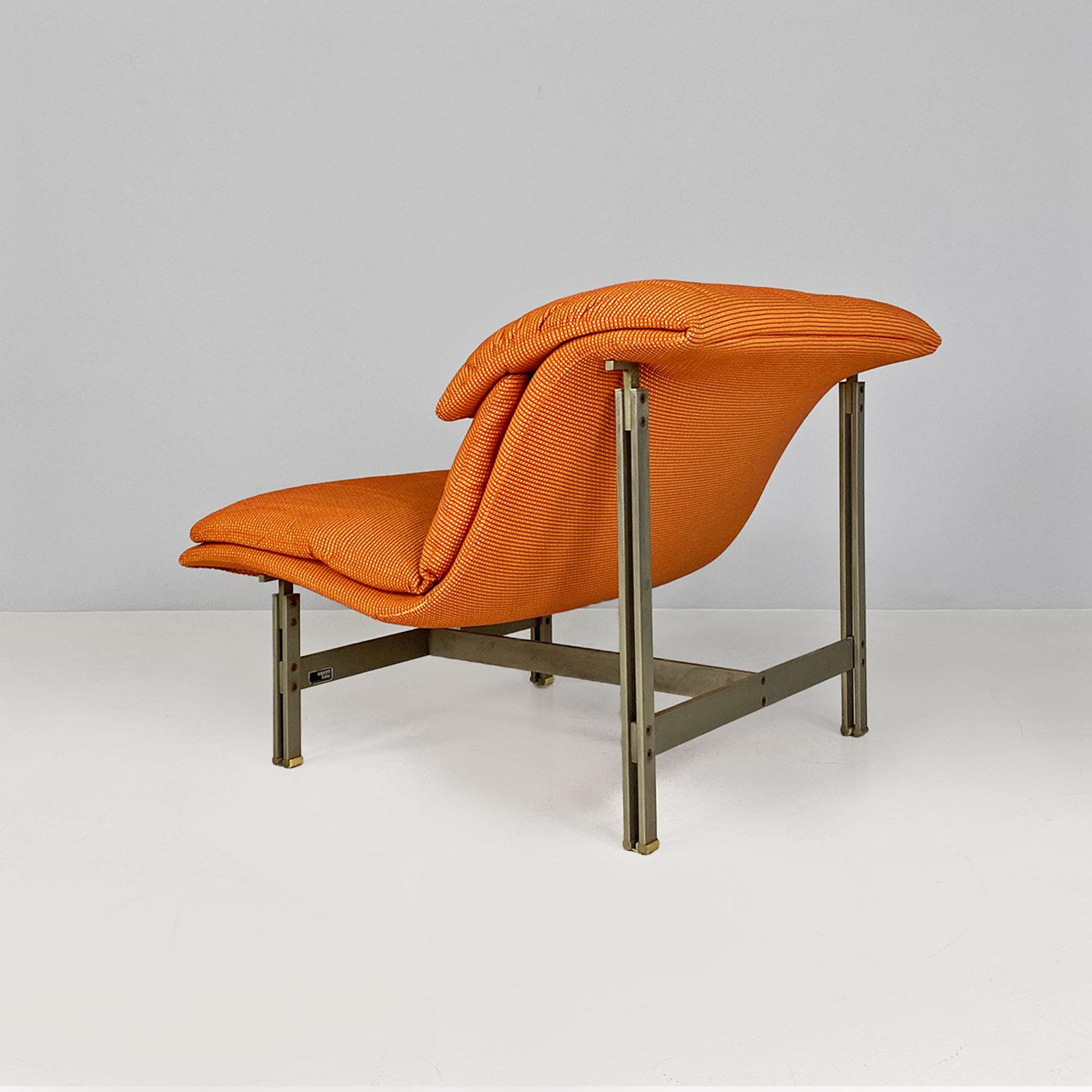 Moderner italienischer Sessel Wave aus Stahl und Stoff von Giovanni Offredi, Saporiti 1974 (Ende des 20. Jahrhunderts) im Angebot