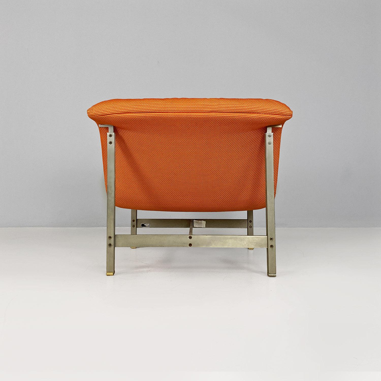 Moderner italienischer Sessel Wave aus Stahl und Stoff von Giovanni Offredi, Saporiti 1974 (Edelstahl) im Angebot