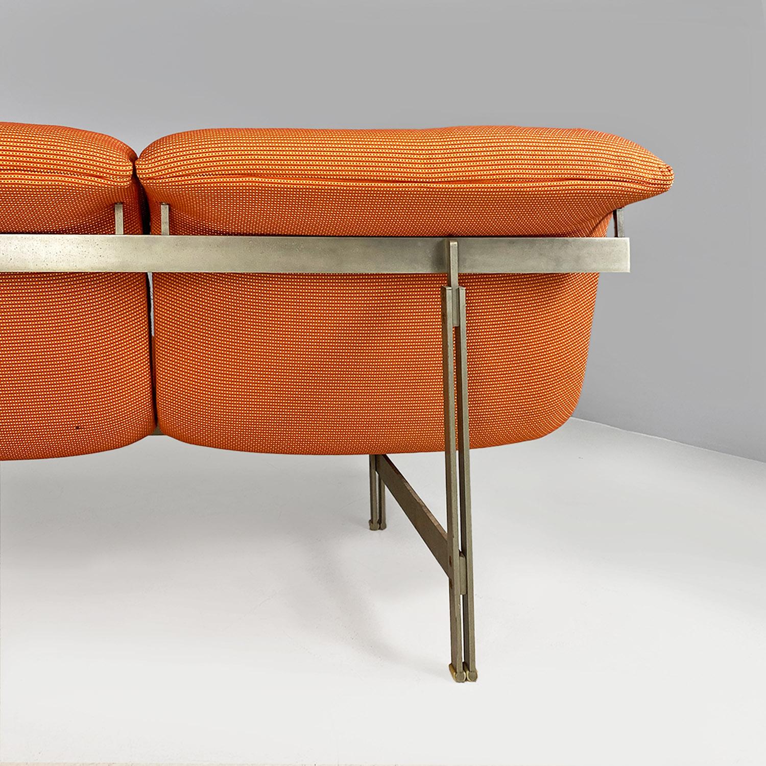 Italian modern steel and fabric Wave sofa by Giovanni Offredi, Saporiti 1974 For Sale 6