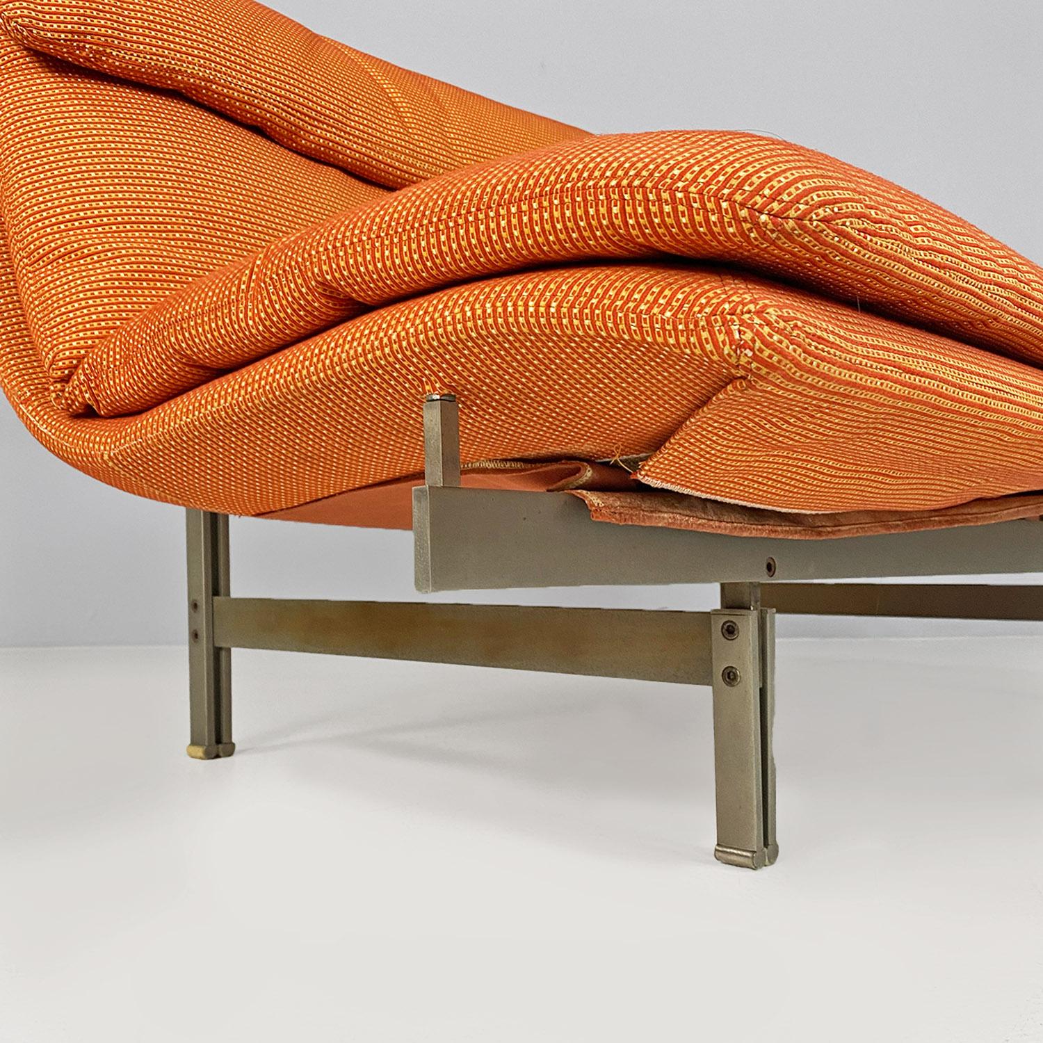 Italian modern steel and fabric Wave sofa by Giovanni Offredi, Saporiti 1974 For Sale 11
