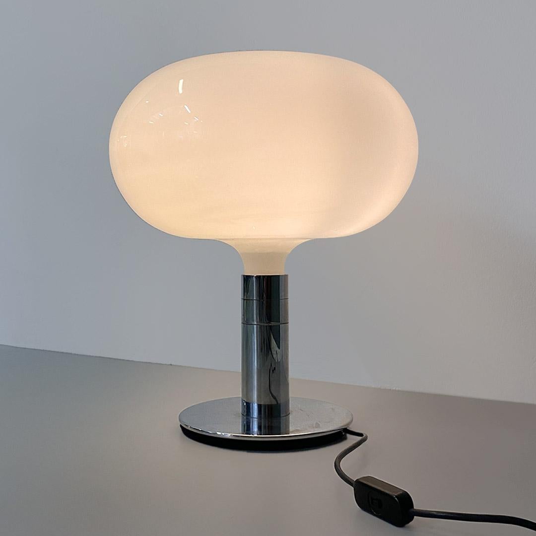 Italian modern steel and glass AM/AS table lamp by Albini and Helg, Sirrah 1970s For Sale 5