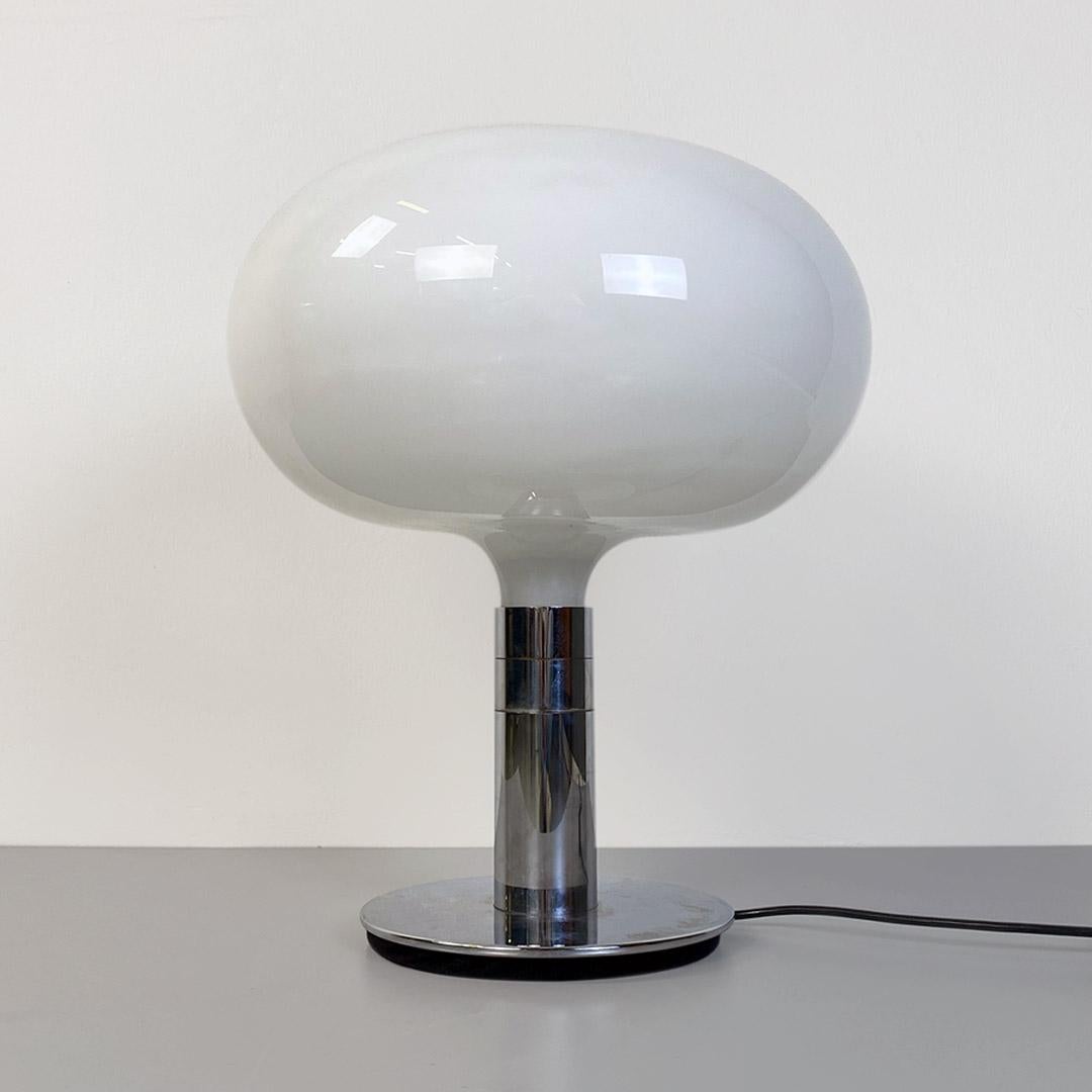 Italian modern steel and glass AM/AS table lamp by Albini and Helg, Sirrah 1970s In Good Condition For Sale In MIlano, IT