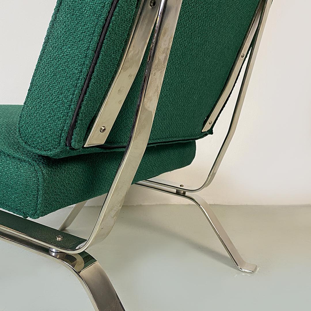 Italian Modern Steel and Green Cotton Armchairs, Gastone Rinaldi for RIMA, 1970s For Sale 6