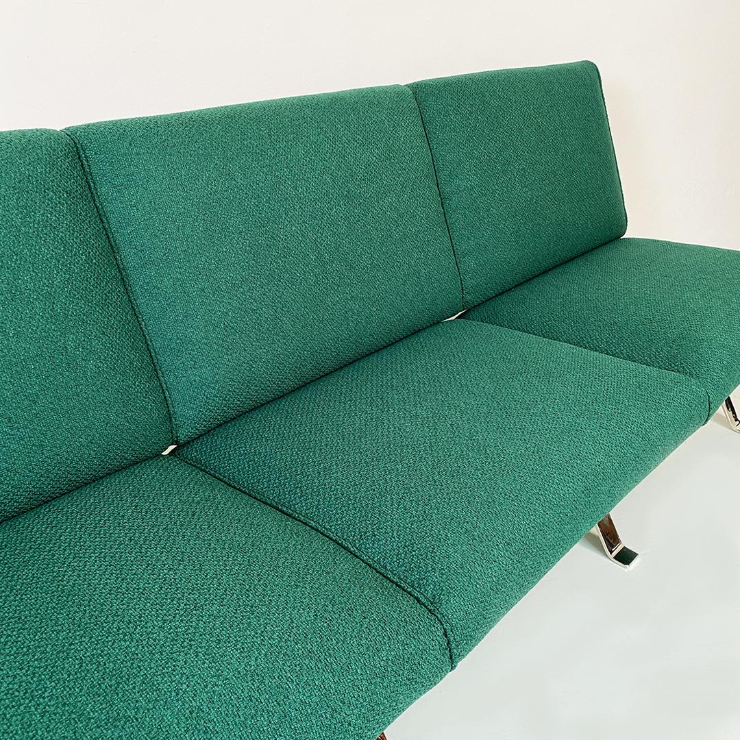 Italian Modern Steel and Green Cotton Sofa by Gastone Rinaldi for RIMA, 1970s 6