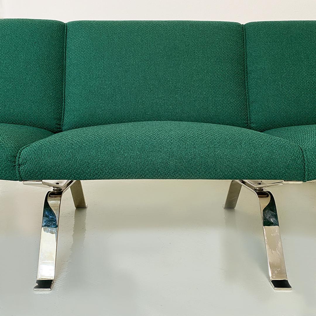 Italian Modern Steel and Green Cotton Sofa by Gastone Rinaldi for RIMA, 1970s 7