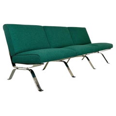 Italian Modern Steel and Green Cotton Sofa by Gastone Rinaldi for RIMA, 1970s