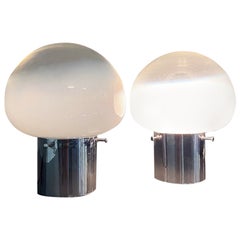 Italian modern steel and semi transparent glass bedside table, 1970s