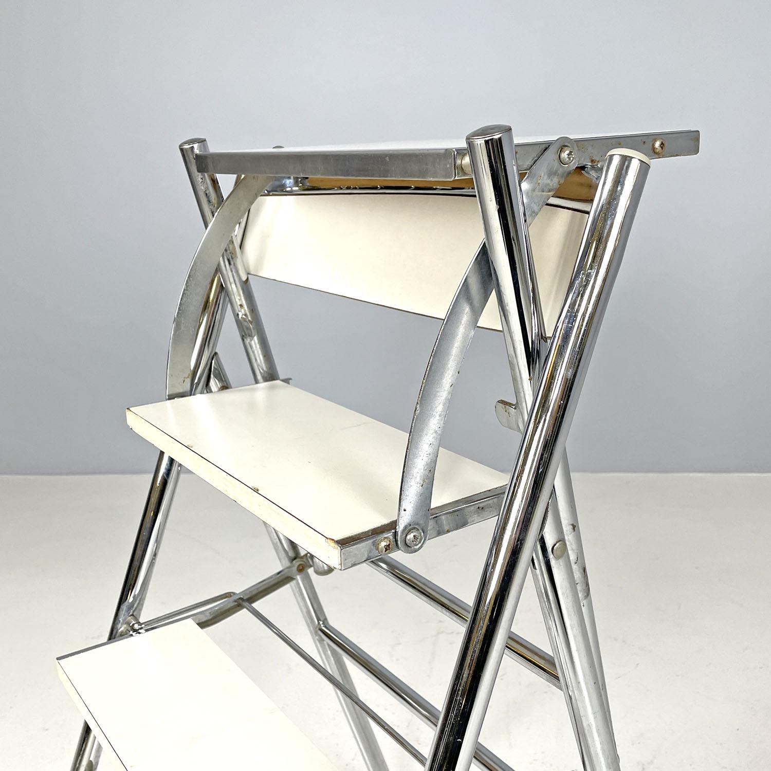 Italian modern steel and white laminate chair convertible into a ladder, 1970s 6