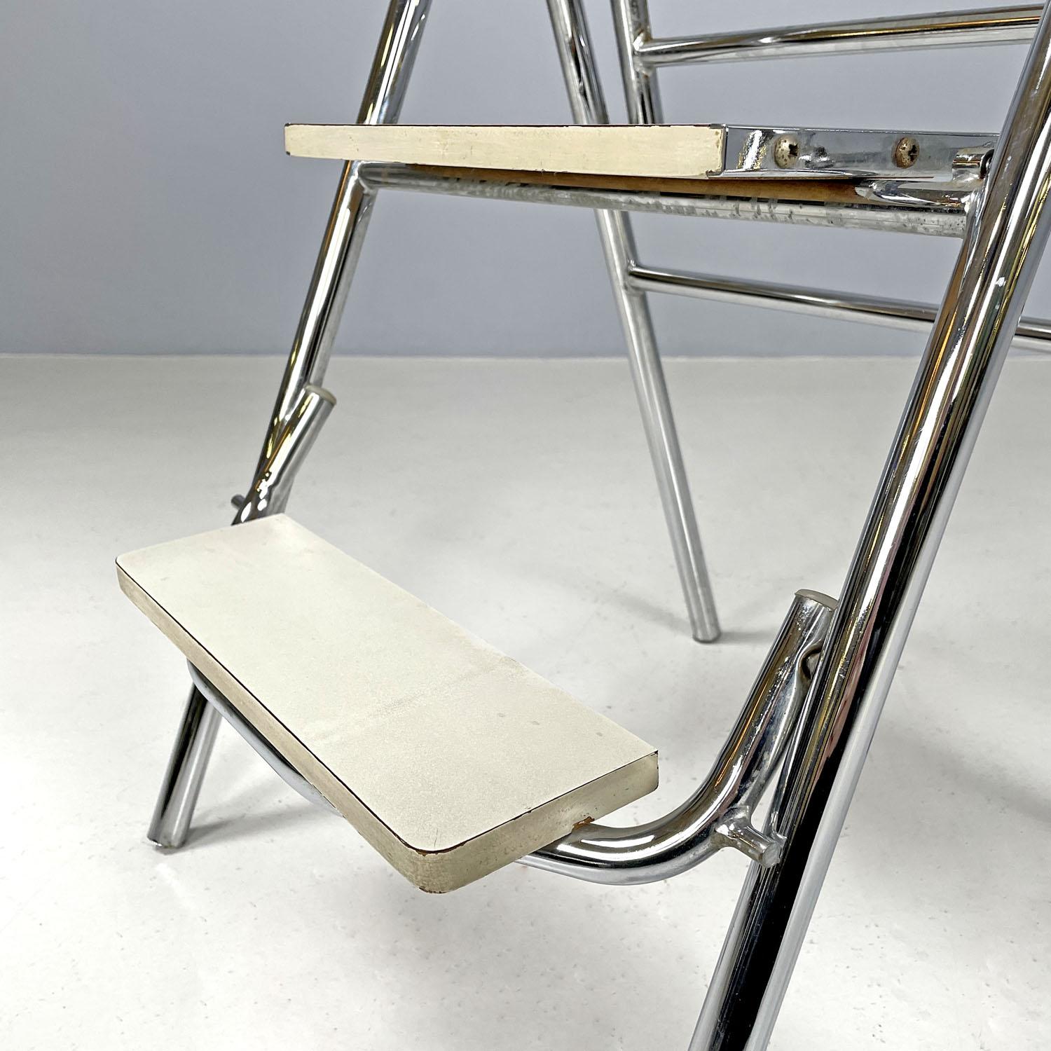 Italian modern steel and white laminate chair convertible into a ladder, 1970s 7