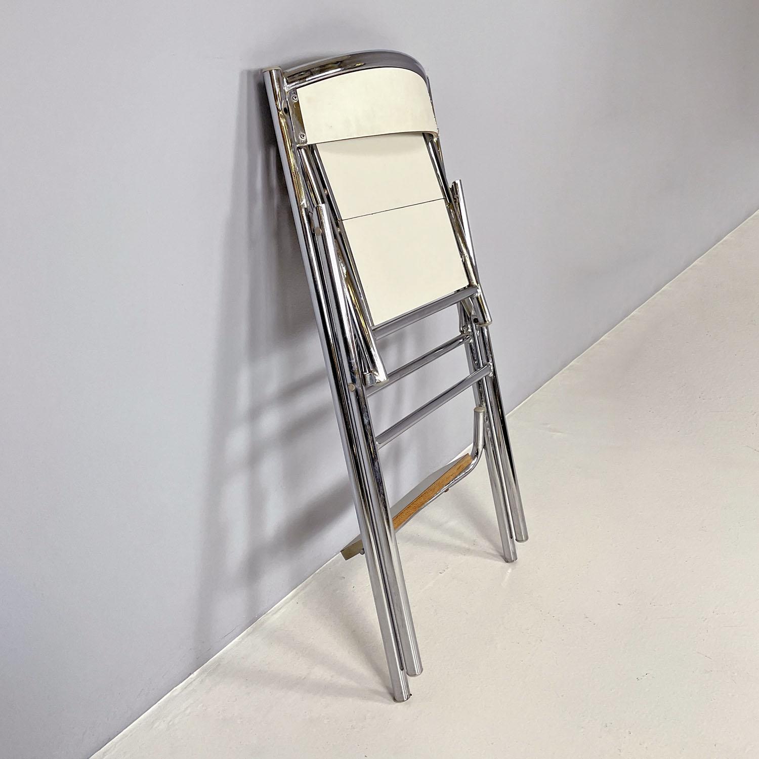 Italian modern steel and white laminate chair convertible into a ladder, 1970s In Good Condition In MIlano, IT
