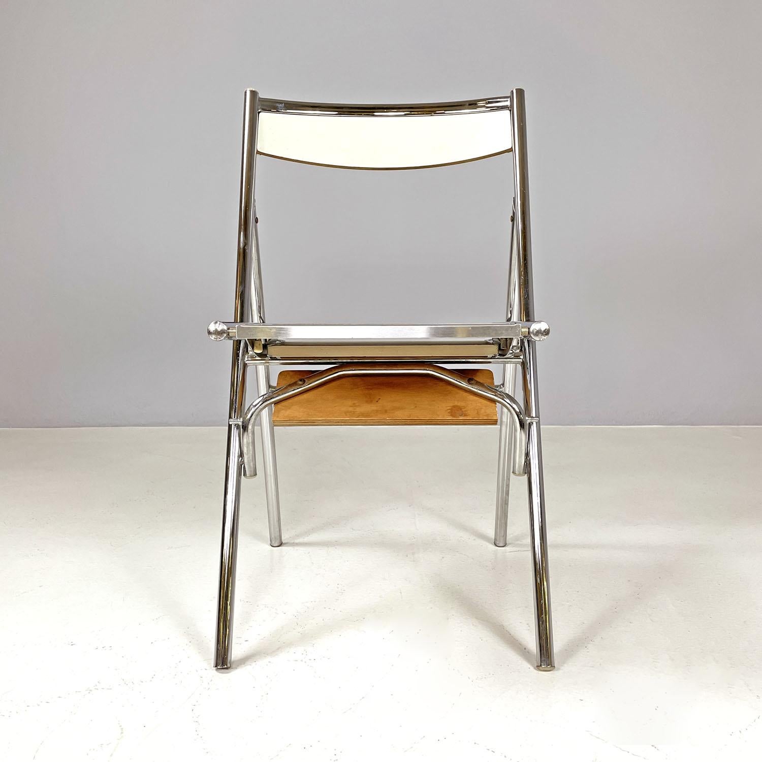 Late 20th Century Italian modern steel and white laminate chair convertible into a ladder, 1970s