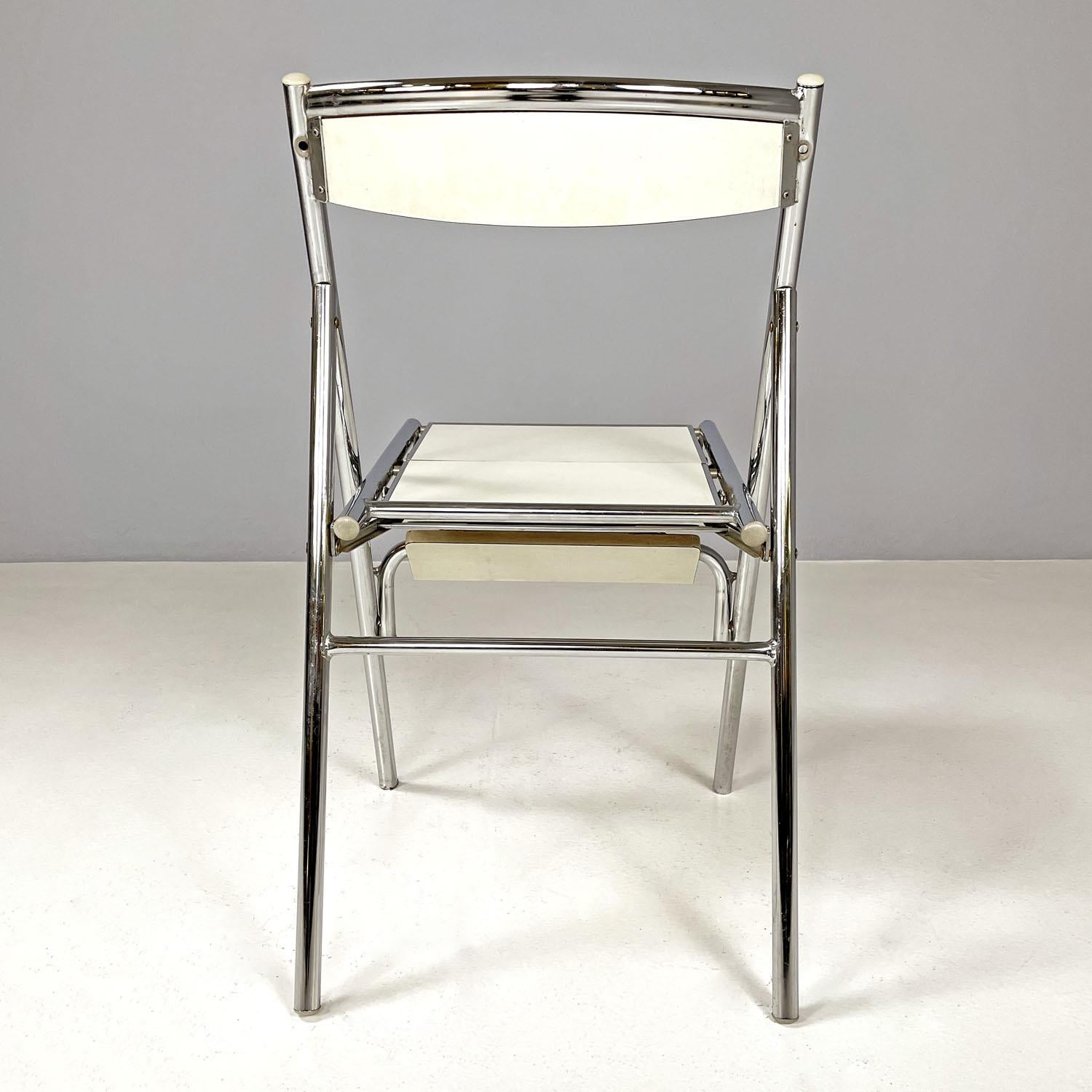 Italian modern steel and white laminate chair convertible into a ladder, 1970s 1