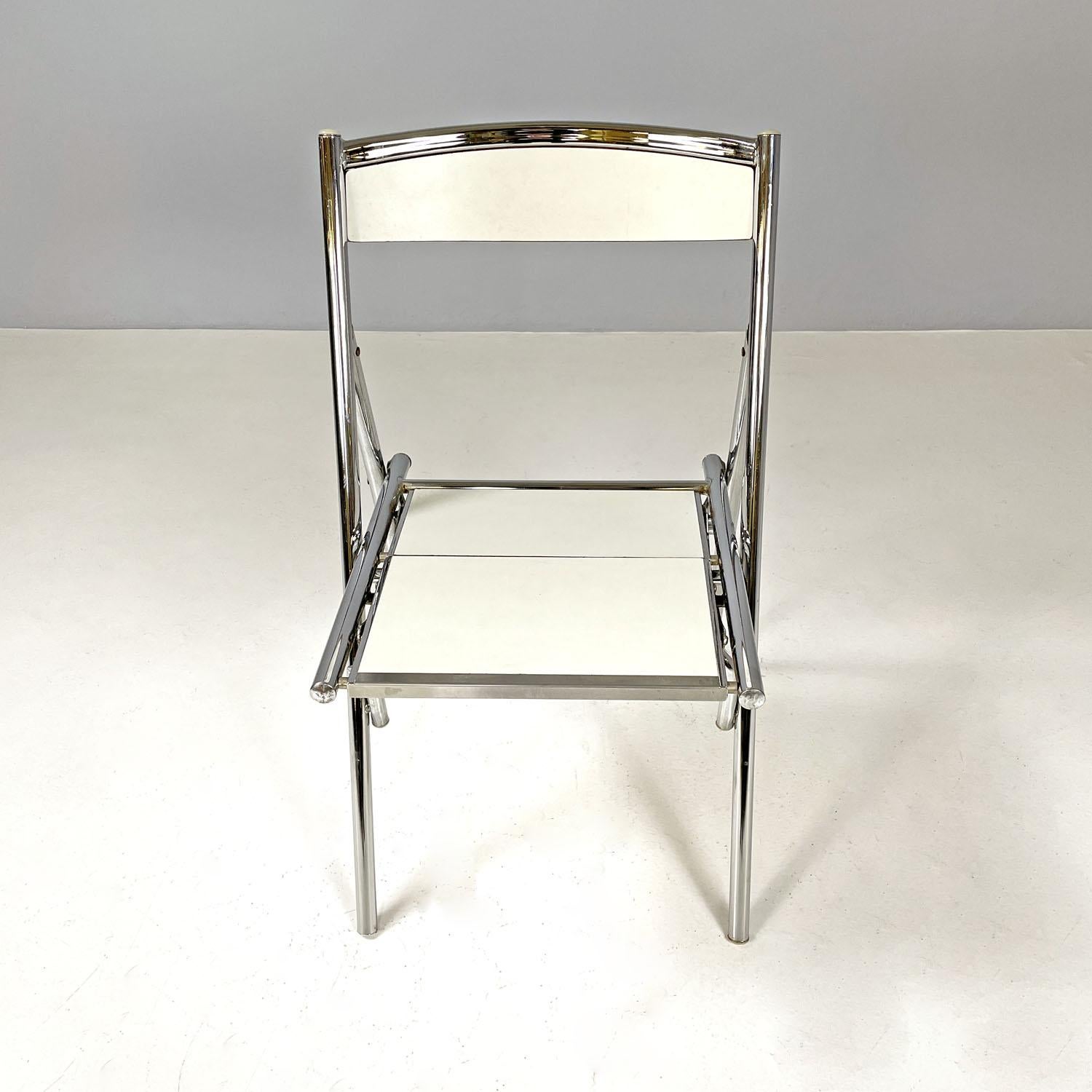 Italian modern steel and white laminate chair convertible into a ladder, 1970s 2