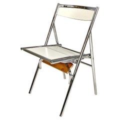 Vintage Italian modern steel and white laminate chair convertible into a ladder, 1970s