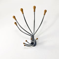 Italian modern steel beech closable wall coat hanger by DDL Group, Zanotta, 1991