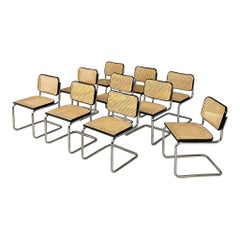 Italian Modern Steel Beech Vienna Straw Cesca Chairs Marcel Breuer Gavina, 1970s