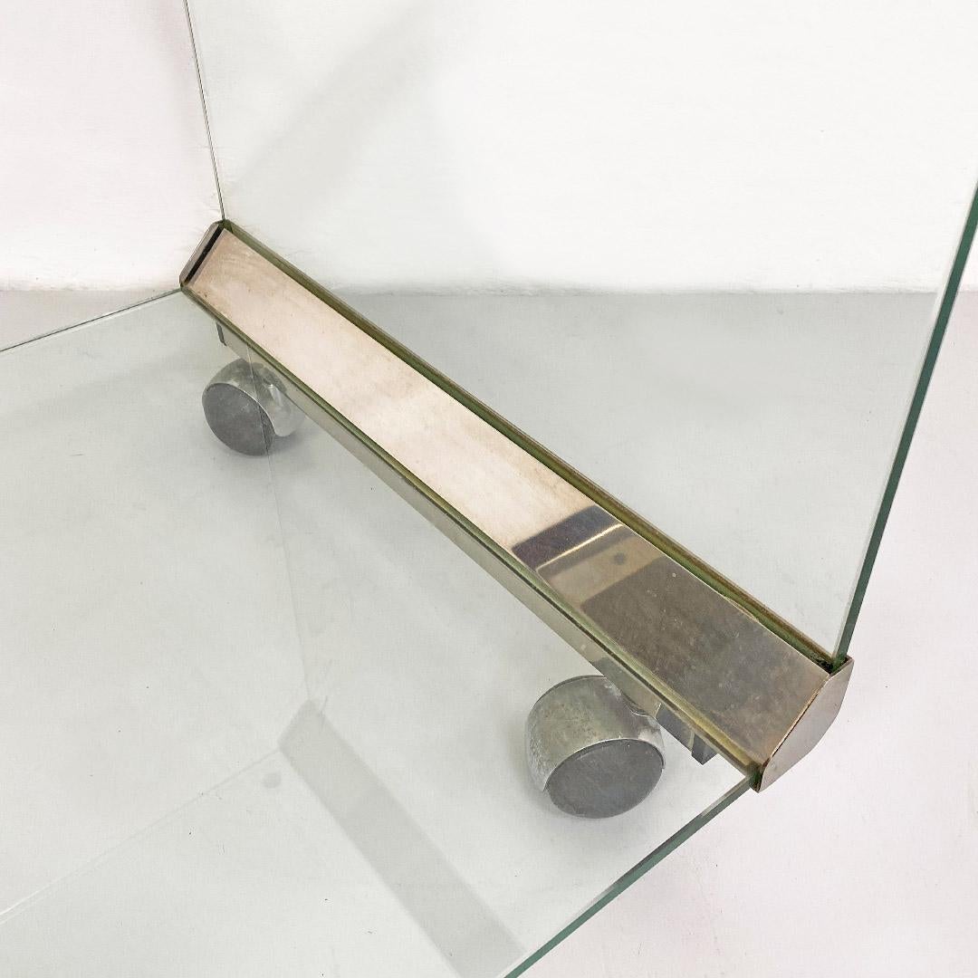 Italian Modern Steel Glass Double Shelf Coffee Table by Gallotti & Radice 1970s 8