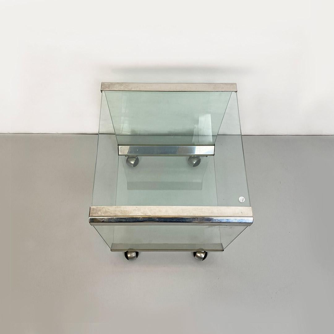 Italian Modern Steel Glass Double Shelf Coffee Table by Gallotti & Radice 1970s 1