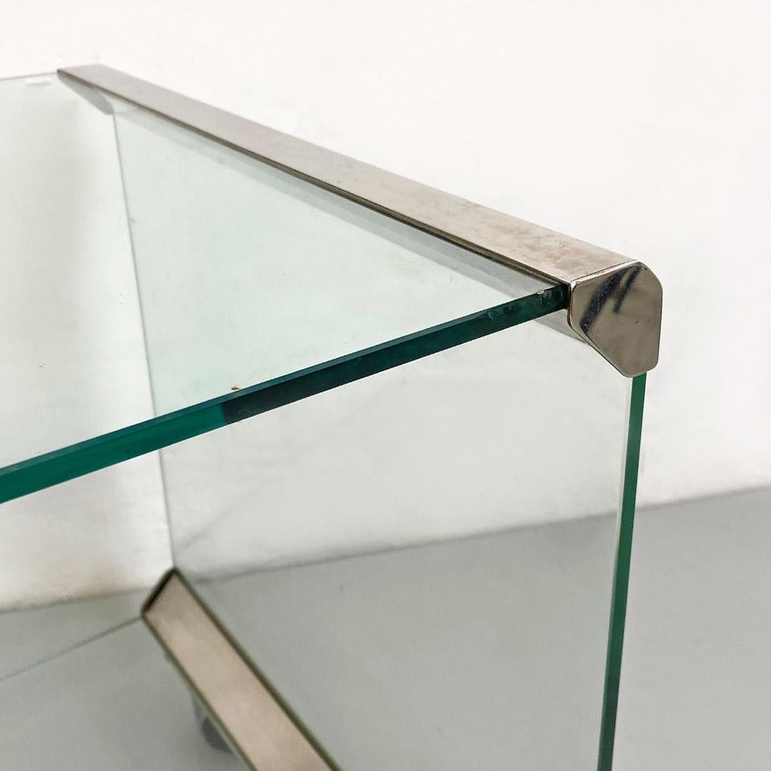 Italian Modern Steel Glass Double Shelf Coffee Table by Gallotti & Radice 1970s 2