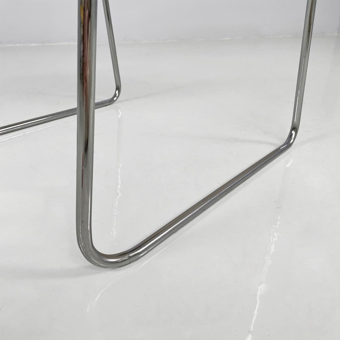 Italian modern steel rod and black leatherette chairs, 1970s For Sale 5