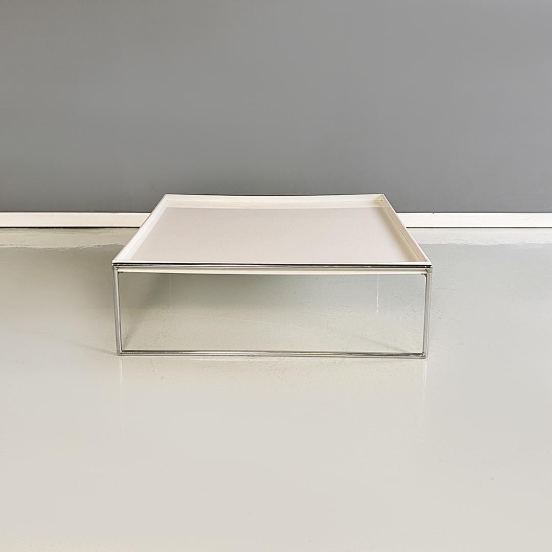 Italian Modern Steel White Plastic Trays Coffee Table Piero Lissoni Kartell 1990 In Good Condition For Sale In MIlano, IT