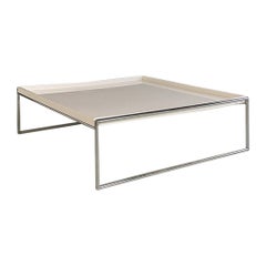 Tavolino moderno italiano in acciaio e plastica bianca Piero Lissoni Kartell 1990