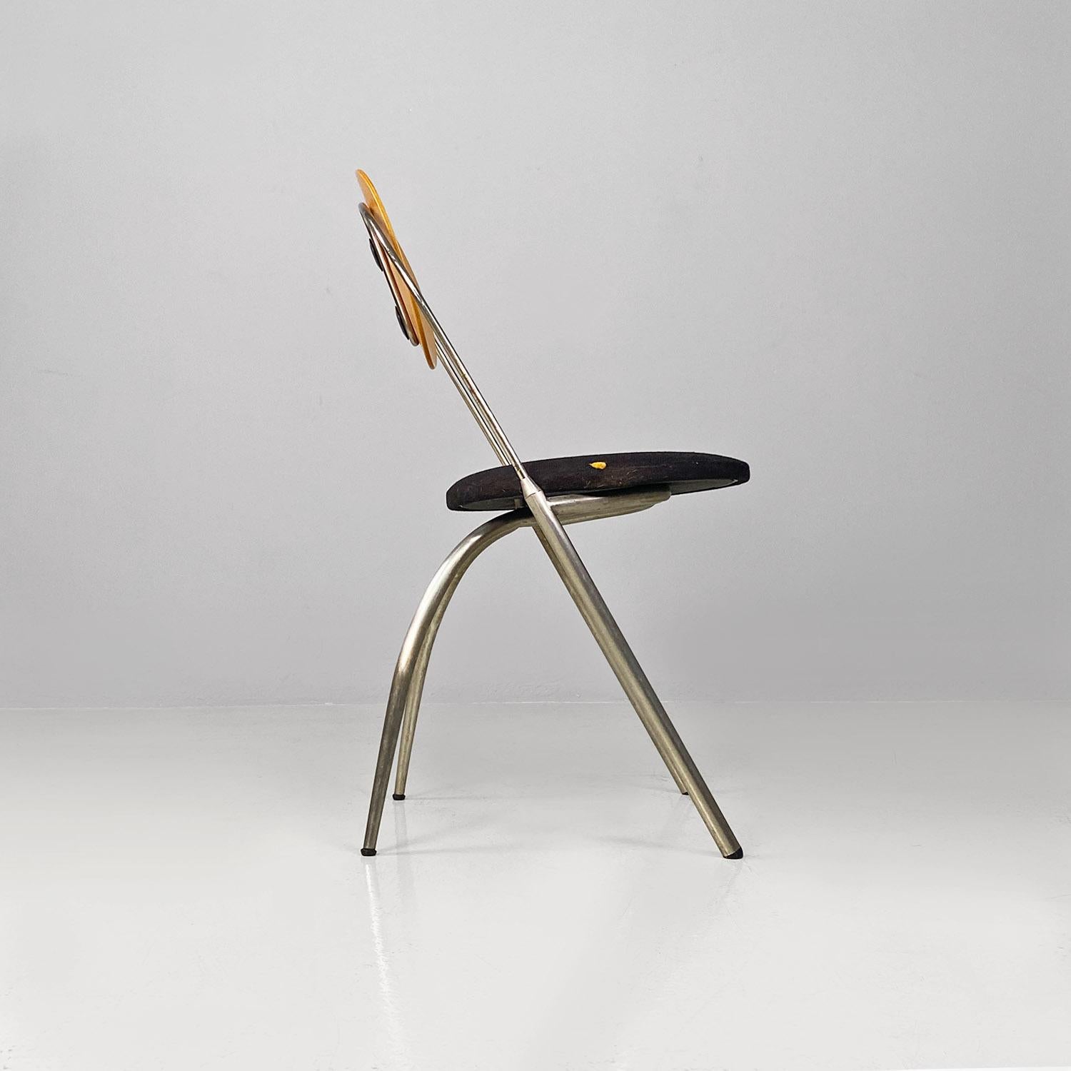 Moderne italienische Stühle aus Stahlholz und schwarzem Stoff von DDL Studio für Zero Design, 1990 im Angebot 9