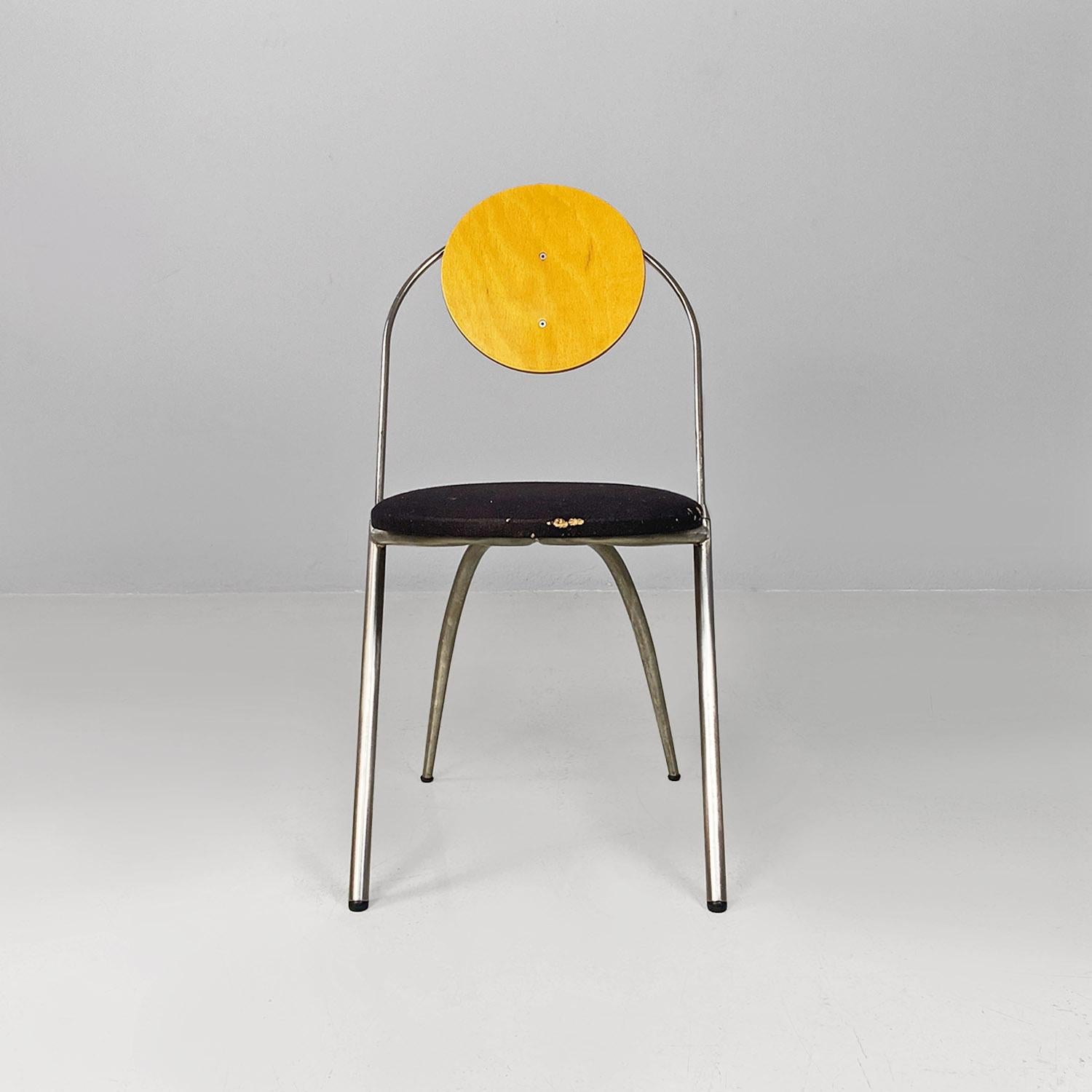 Moderne italienische Stühle aus Stahlholz und schwarzem Stoff von DDL Studio für Zero Design, 1990 im Angebot 10