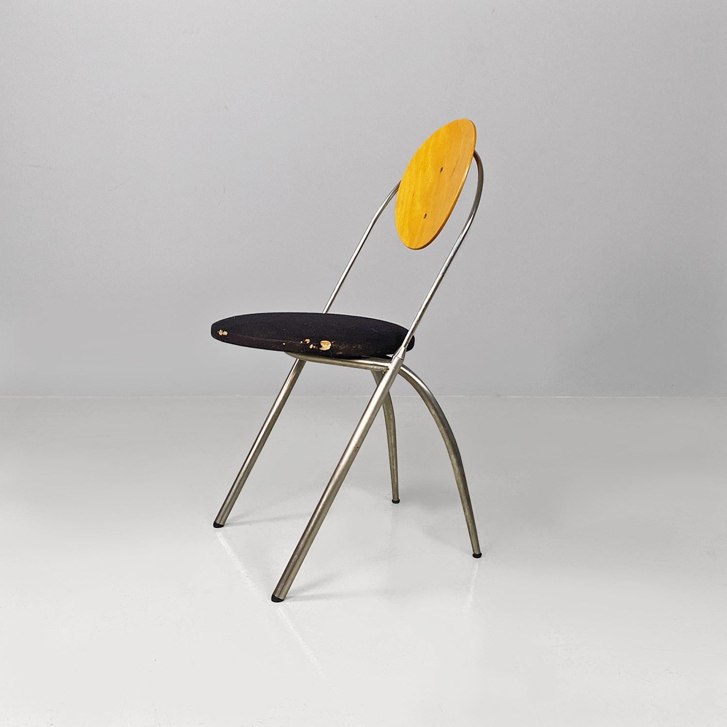 Moderne italienische Stühle aus Stahlholz und schwarzem Stoff von DDL Studio für Zero Design, 1990 im Angebot 11