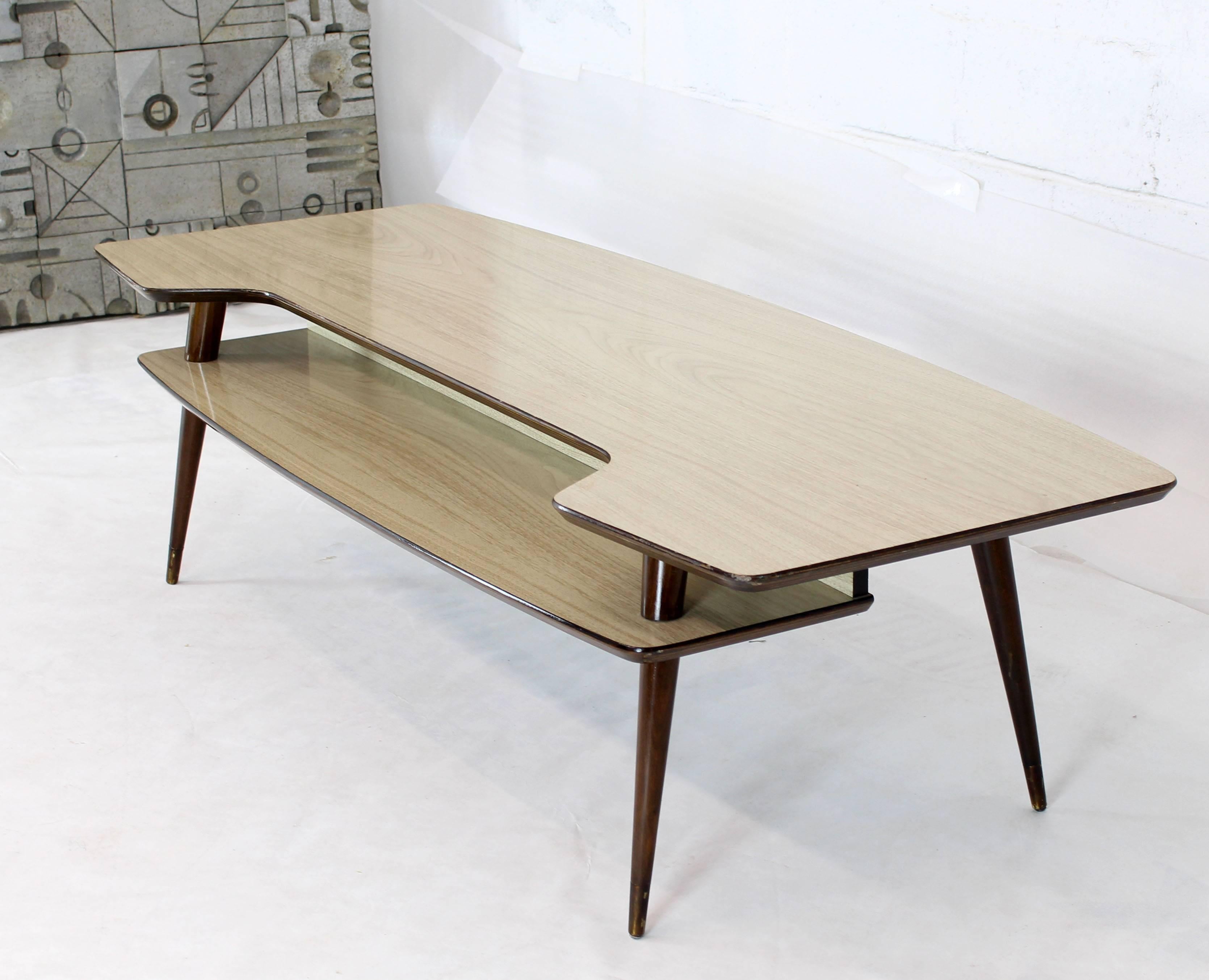 Lacquered Italian Modern Step Coffee Table with Shelf For Sale