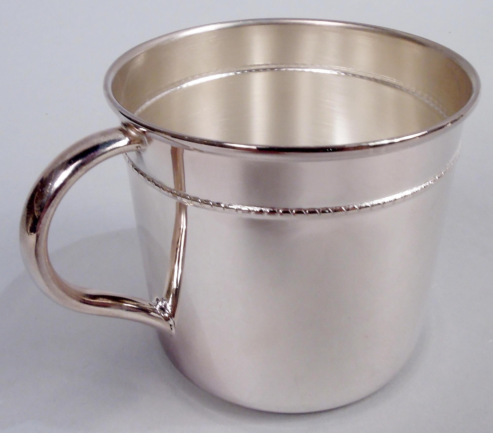 Beaded Italian Modern Sterling Silver Baby Cup