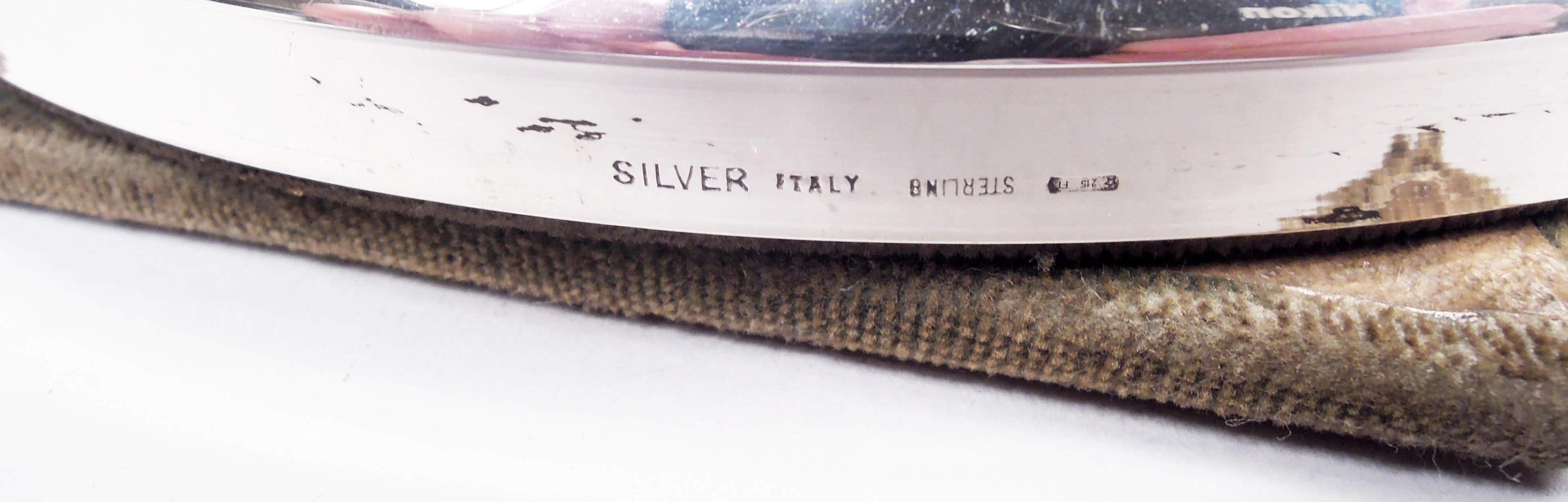 20th Century Italian Modern Sterling Silver Round Picture Frame For Sale