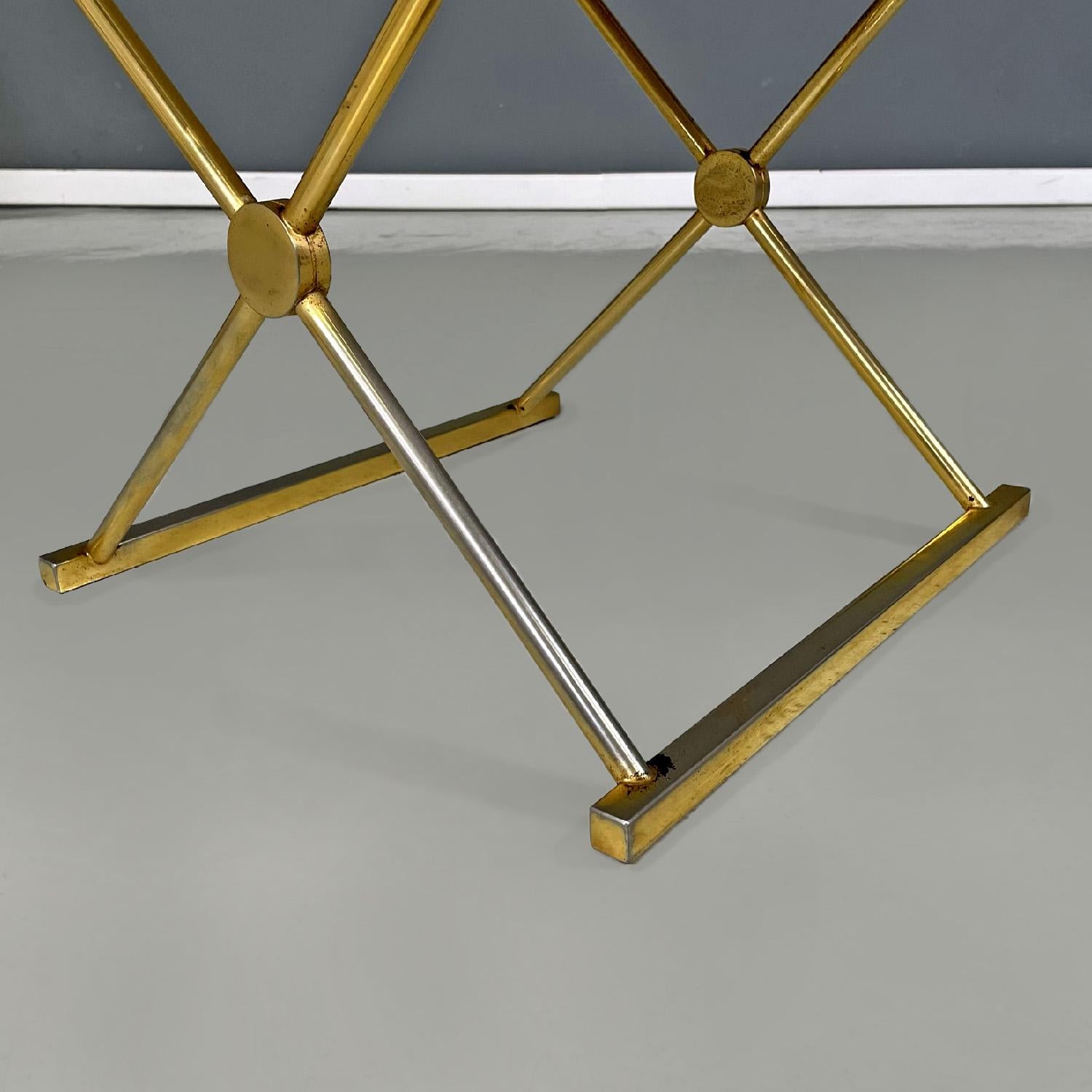 Italian modern Stools in golden metal and white fabric, 1980s For Sale 1