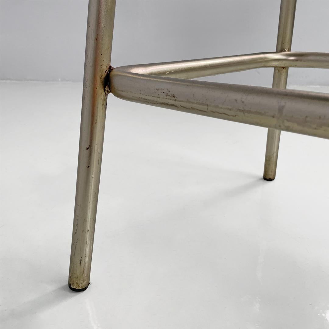 Italian modern stools in metal and black leather, 1970s in vendita 4