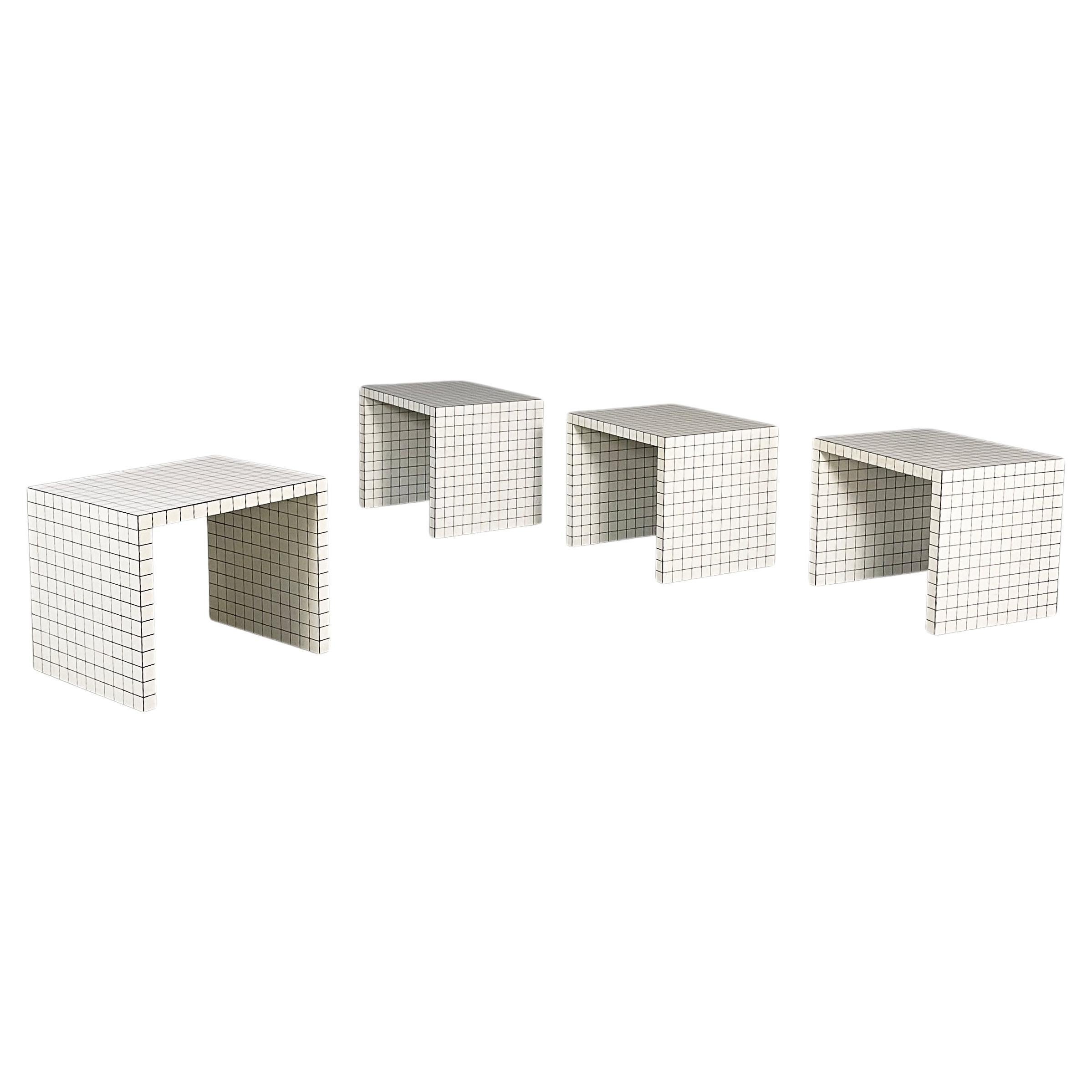 Italian modern stools Quaderna by Design Superstudio for Zanotta, 1970s