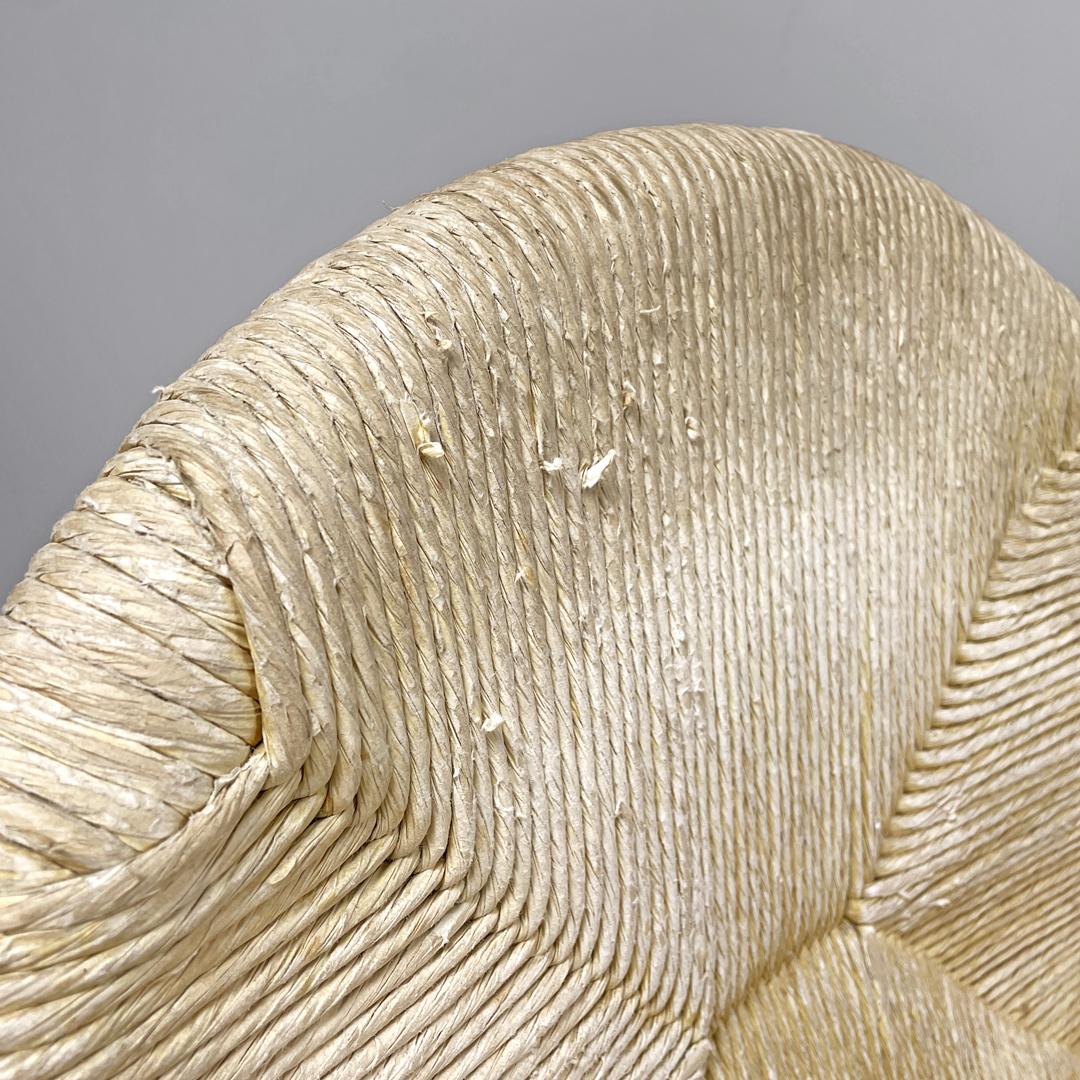 Sillas modernas italianas de madera de paja Ciambotto De Pas D'urbino Lomazzi Pozzi, Años 70 en venta 4