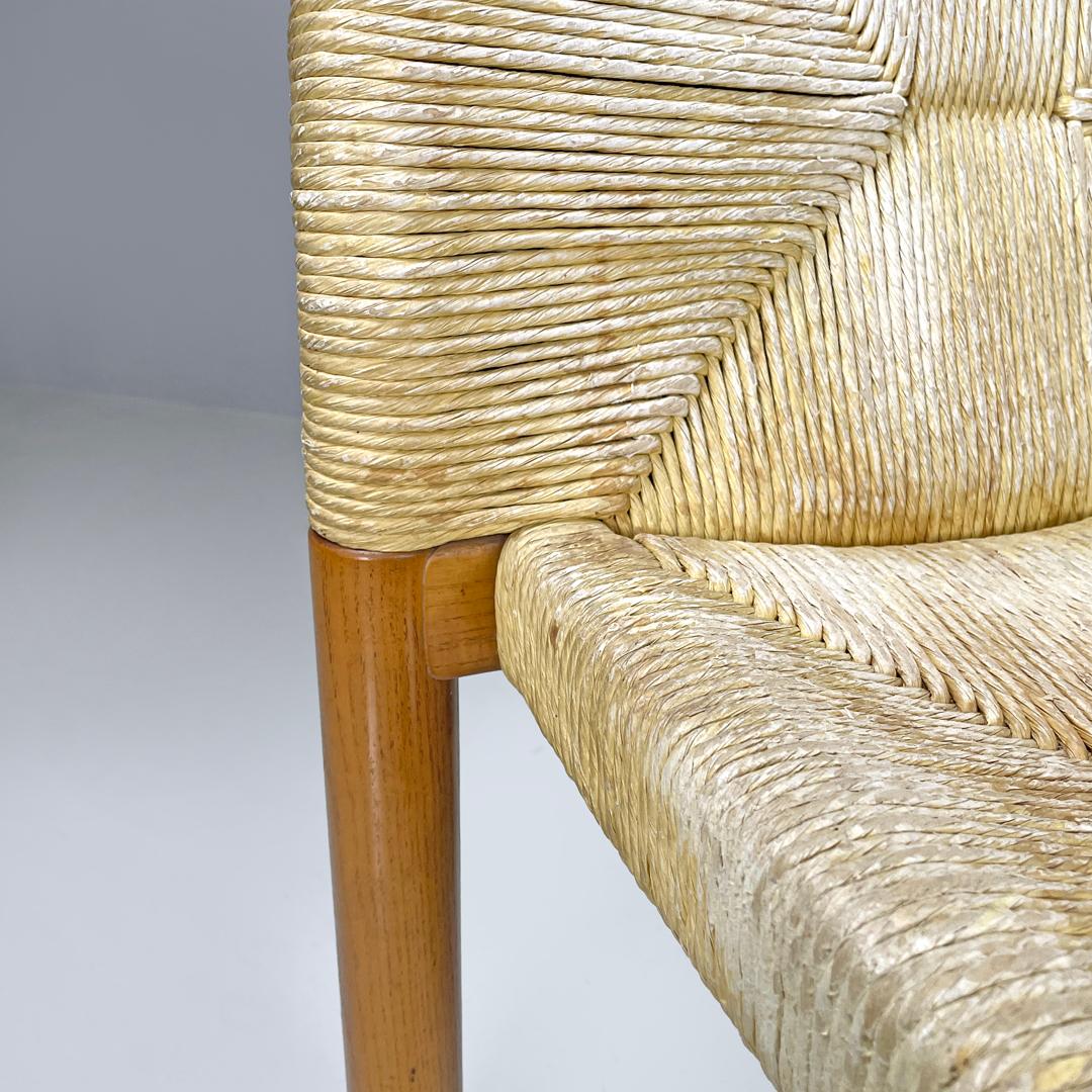 Sillas modernas italianas de madera de paja Ciambotto De Pas D'urbino Lomazzi Pozzi, Años 70 en venta 8