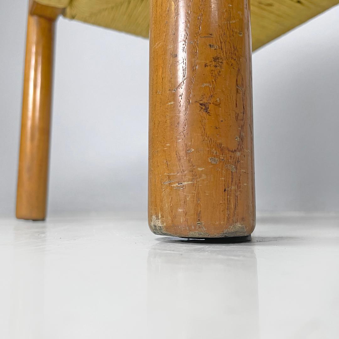 Sillas modernas italianas de madera de paja Ciambotto De Pas D'urbino Lomazzi Pozzi, Años 70 en venta 12