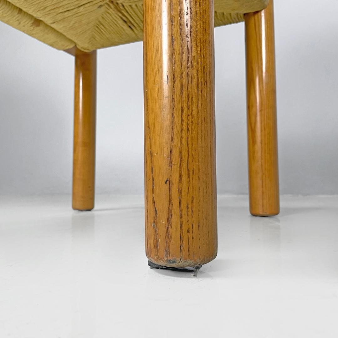 Sillas modernas italianas de madera de paja Ciambotto De Pas D'urbino Lomazzi Pozzi, Años 70 en venta 13